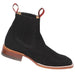 Botines Charros Quincy de Gamuza con Punta Cuadrada Negro