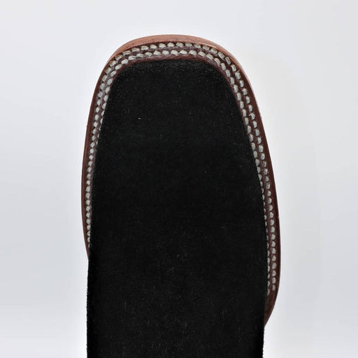 Botines Charros Quincy de Gamuza con Punta Cuadrada Negro