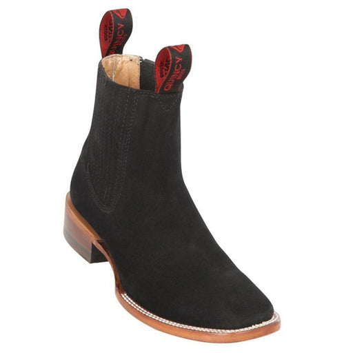 Botines Charros Quincy de Gamuza con Punta Cuadrada Negro