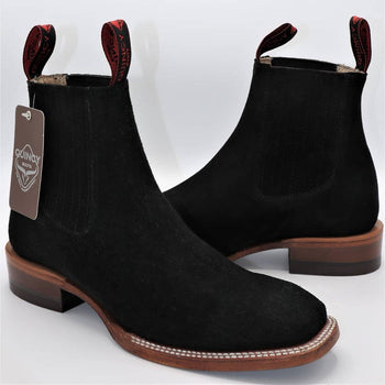 Botines Charros Quincy de Gamuza con Punta Cuadrada Negro - Image 3
