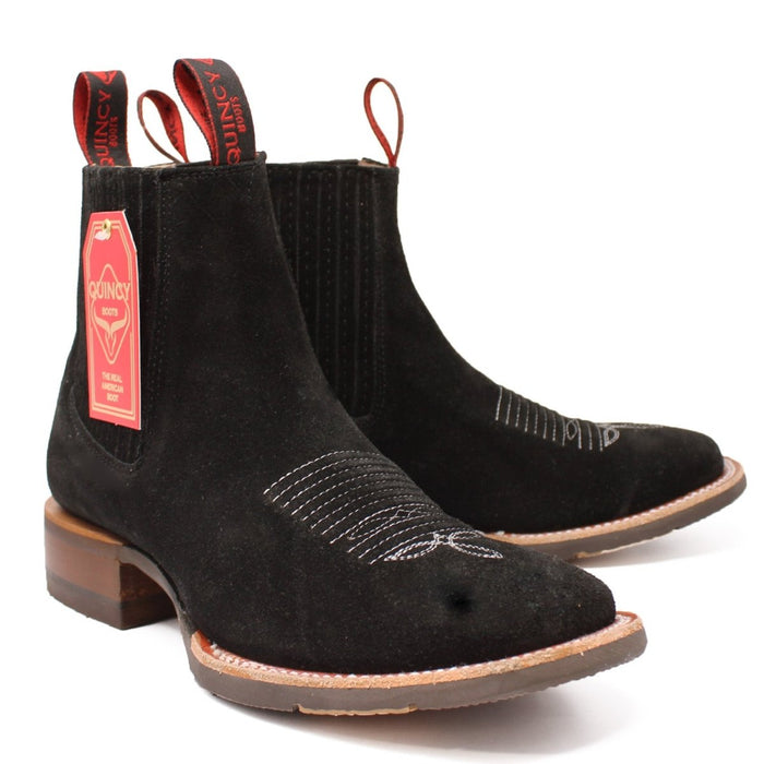 Botines Charros Quincy de Gamuza Punta Cuadrada y Suela de Hule
