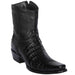Botines de Cocodrilo Caiman Panza Punta Europea Color Negro