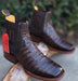 Botines de Cocodrilo Grabado Nuca con Punta Cuadrada Color Chocolate
