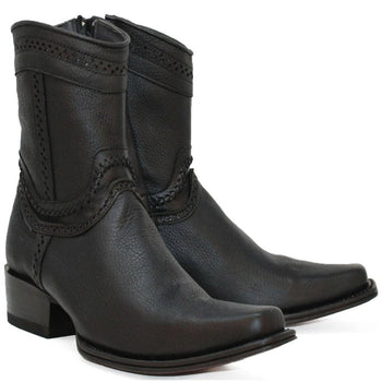 Botines de Cuero Original Punta Europea Color Negro LAB