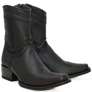 Botines de Cuero Original Punta Europea Color Negro LAB