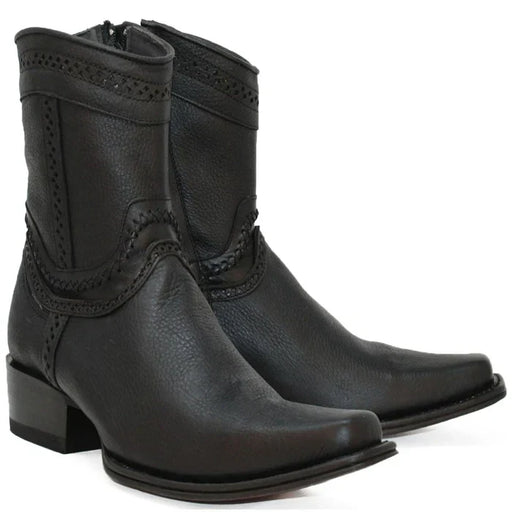 Botines de Cuero Original Punta Europea Color Negro LAB