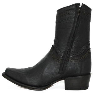 Botines de Cuero Original Punta Europea Color Negro LAB-76B2705