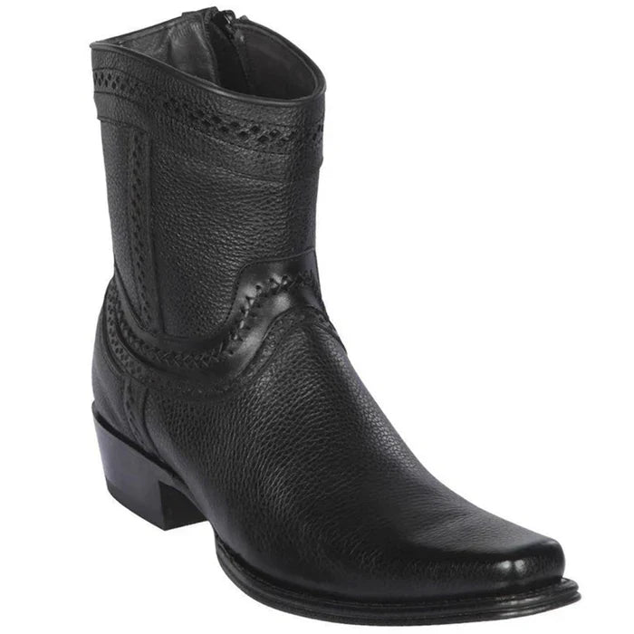 Botines de Cuero Original Punta Europea Color Negro LAB