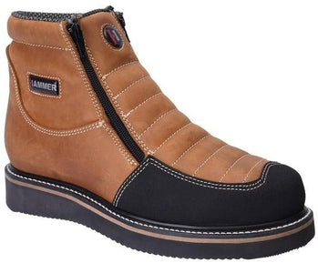 Botines de Trabajo Hammer con Doble Zipper Punta Reforzada Color Habana