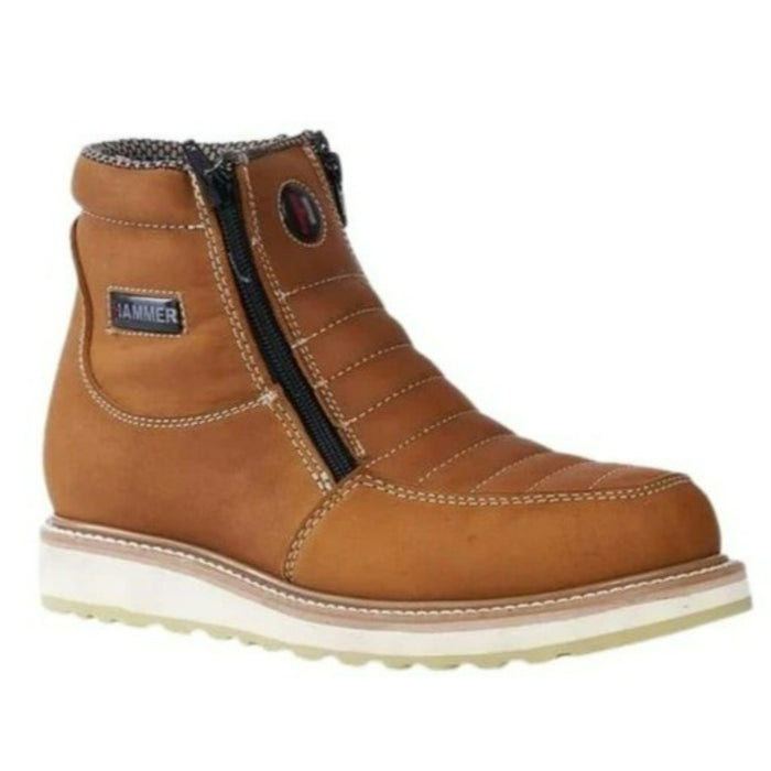Botines de Trabajo Hammer con Doble Zipper Suela Doble Densidad Color Habana