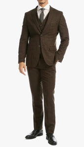 SKU#JA60731 Groomsmen Tweed Suit - Brown Herringbone Western Suit - Traje Para Hombre