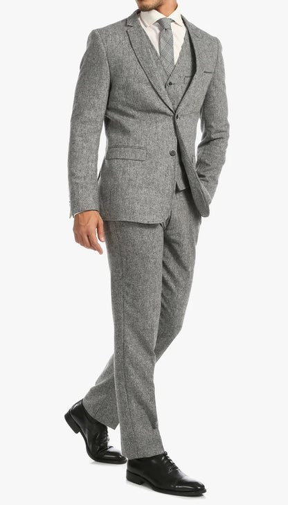 1920's Men's Clothing - Tweed Suit - Herringbone 1920s Mens Suit  - Vintage Grey Tweed  Suit - Image 2