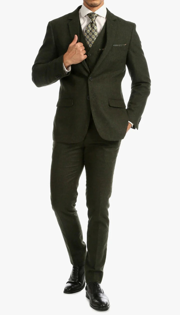 Bradford Hunter Green Slim Fit 3 Piece Tweed Suit - Image 2