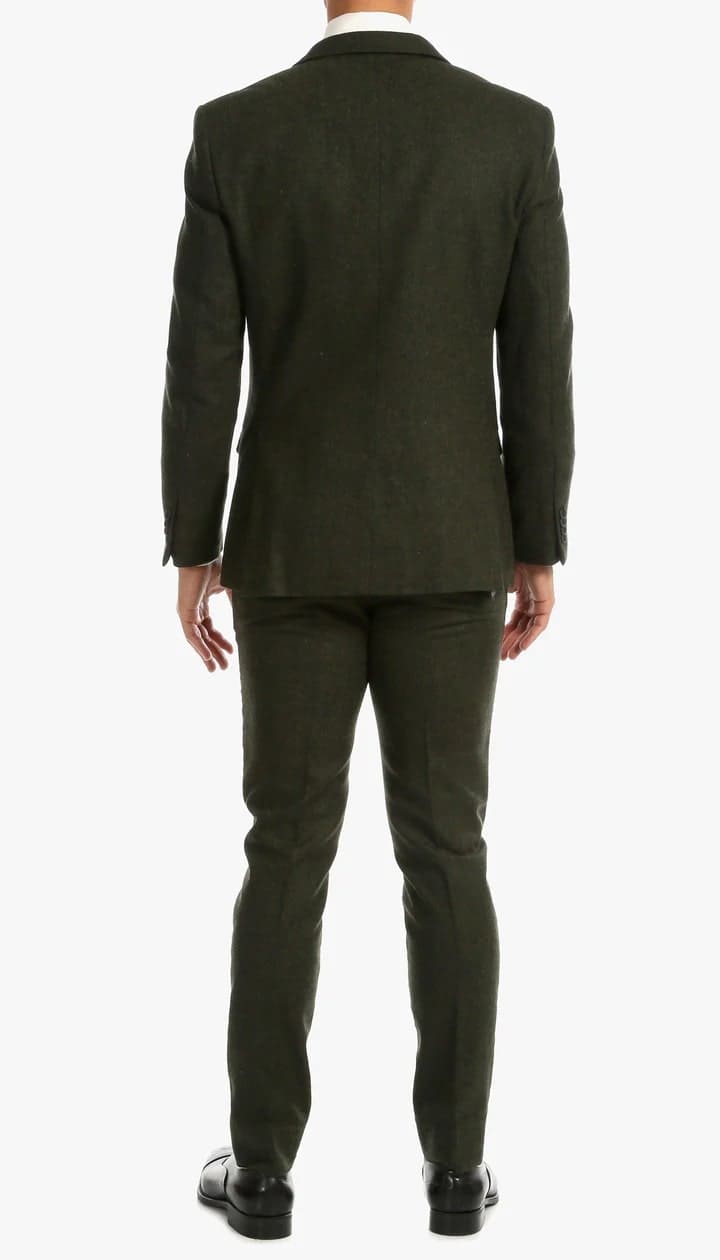 Bradford Hunter Green Slim Fit 3 Piece Tweed Suit - Image 4