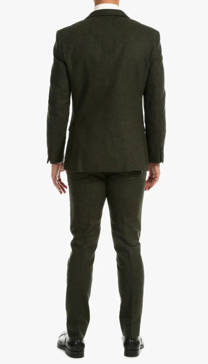 Bradford Hunter Green Slim Fit 3 Piece Tweed Suit - Image 4