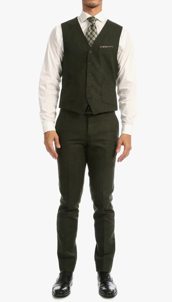 Bradford Hunter Green Slim Fit 3 Piece Tweed Suit - Image 6