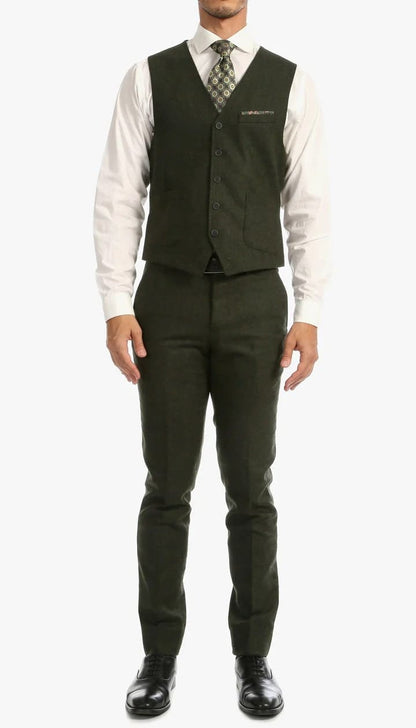 Bradford Hunter Green Slim Fit 3 Piece Tweed Suit - Image 6