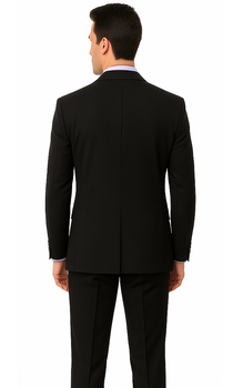 Brand: Caravelli Collezione Suit - Caravelli Suit - Caravelli italy Caravelli Men's 2 Button Black  Classic Fit Single Vent Suit - Image 2
