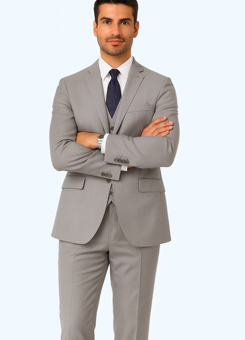 Brand: Caravelli Collezione Suit - Caravelli Suit - Caravelli italy Caravelli Men's 2 Button Light Grey  Modern Fit Suits