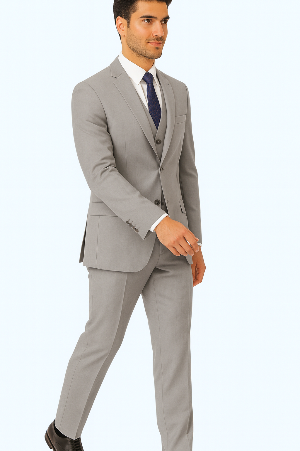Brand: Caravelli Collezione Suit - Caravelli Suit - Caravelli italy Caravelli Men's 2 Button Light Grey  Modern Fit Suits - Image 5