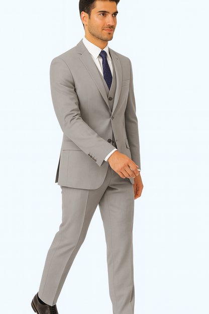Brand: Caravelli Collezione Suit - Caravelli Suit - Caravelli italy Caravelli Men's 2 Button Light Grey  Modern Fit Suits - Image 5