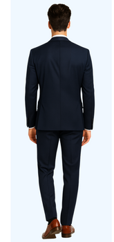 Brand: Caravelli Collezione Suit - Caravelli Suit - Caravelli Italy Caravelli Men'S 3-Piece Slim Fit 2-Button Midnight Blue Vested Dress Suit Set - Image 2