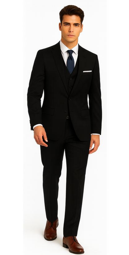 Brand: Caravelli Collezione Suit - Caravelli Suit - Caravelli Italy Caravelli Men'S 3-Piece Slim Fit 2-Button Midnight Blue Vested Dress Suit Set - Image 3