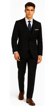 Brand: Caravelli Collezione Suit - Caravelli Suit - Caravelli Italy Caravelli Men'S 3-Piece Slim Fit 2-Button Midnight Blue Vested Dress Suit Set - Image 3
