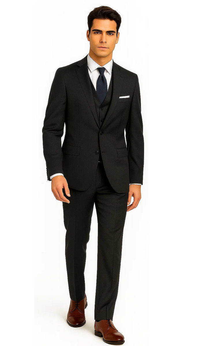 Brand: Caravelli Collezione Suit - Caravelli Suit - Caravelli Italy Caravelli Men'S 3-Piece Slim Fit 2-Button Midnight Blue Vested Dress Suit Set - Image 5