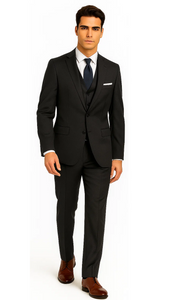 Brand: Caravelli Collezione Suit - Caravelli Suit - Caravelli Italy Caravelli Men'S 3-Piece Slim Fit 2-Button Midnight Blue Vested Dress Suit Set
