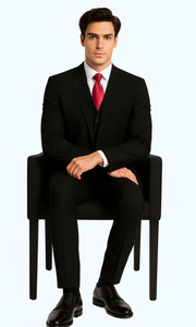 Brand: Caravelli Collezione Suit - Caravelli Suit - Caravelli Italy Caravelli Men'S Black 3-Piece Slim Fit 2-Button Vested Dress Suit Set