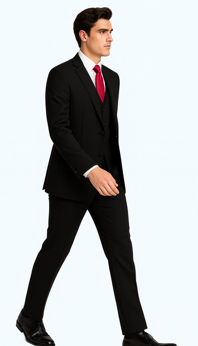 Brand: Caravelli Collezione Suit - Caravelli Suit - Caravelli Italy Caravelli Men'S Black 3-Piece Slim Fit 2-Button Vested Dress Suit Set