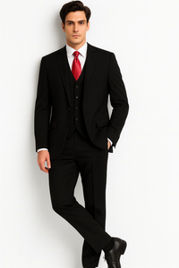 Brand: Caravelli Collezione Suit - Caravelli Suit - Caravelli Italy Caravelli Men'S Black 3-Piece Slim Fit 2-Button Vested Dress Suit Set