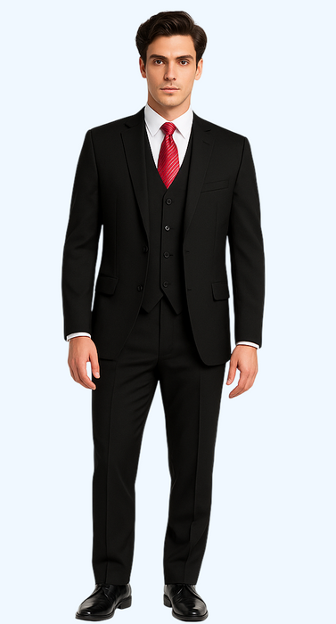 Brand: Caravelli Collezione Suit - Caravelli Suit - Caravelli Italy Caravelli Men'S Black 3-Piece Slim Fit 2-Button Vested Dress Suit Set