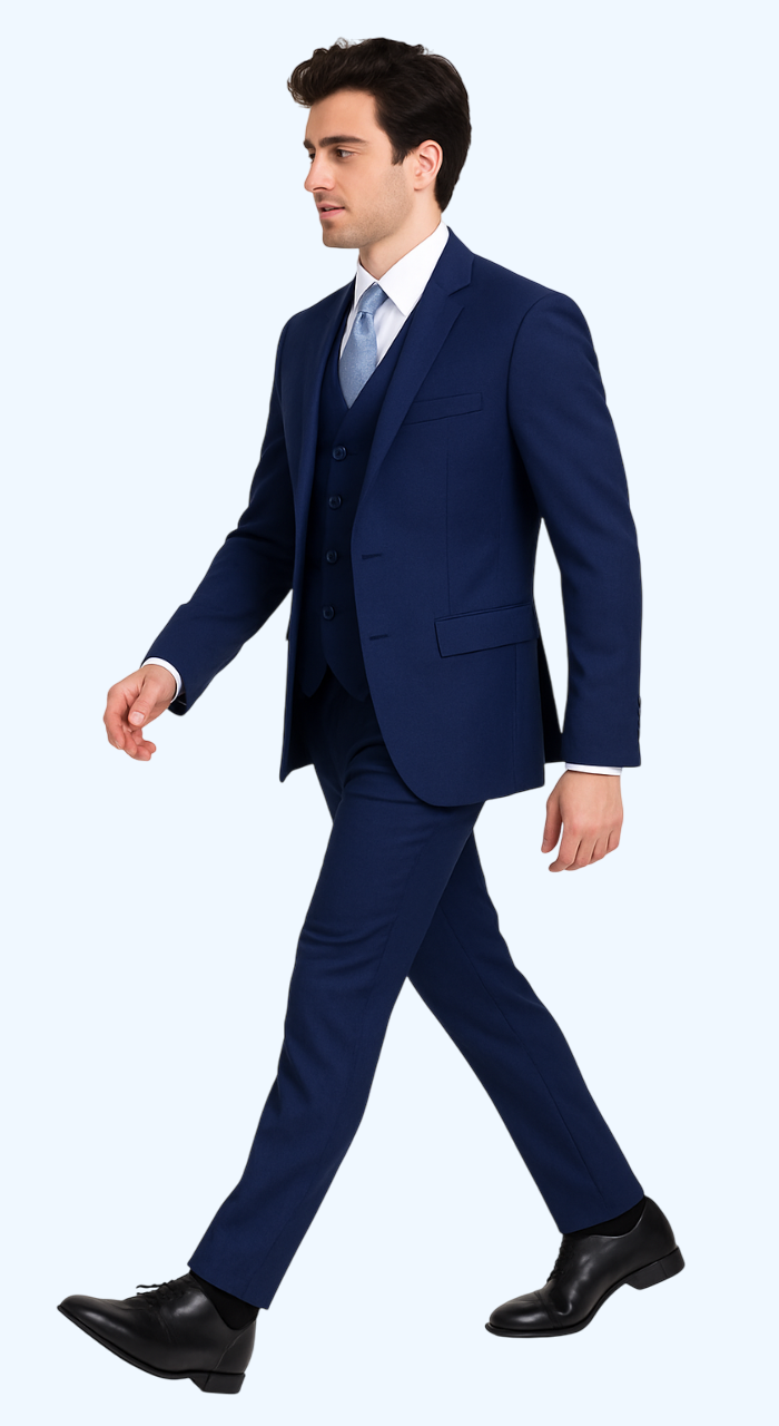 Brand: Caravelli Collezione Suit - Caravelli Suit - Caravelli Italy Caravelli Men'S Cobalt Blue Slim Fit 2 Button Double Vent Suit - Image 4