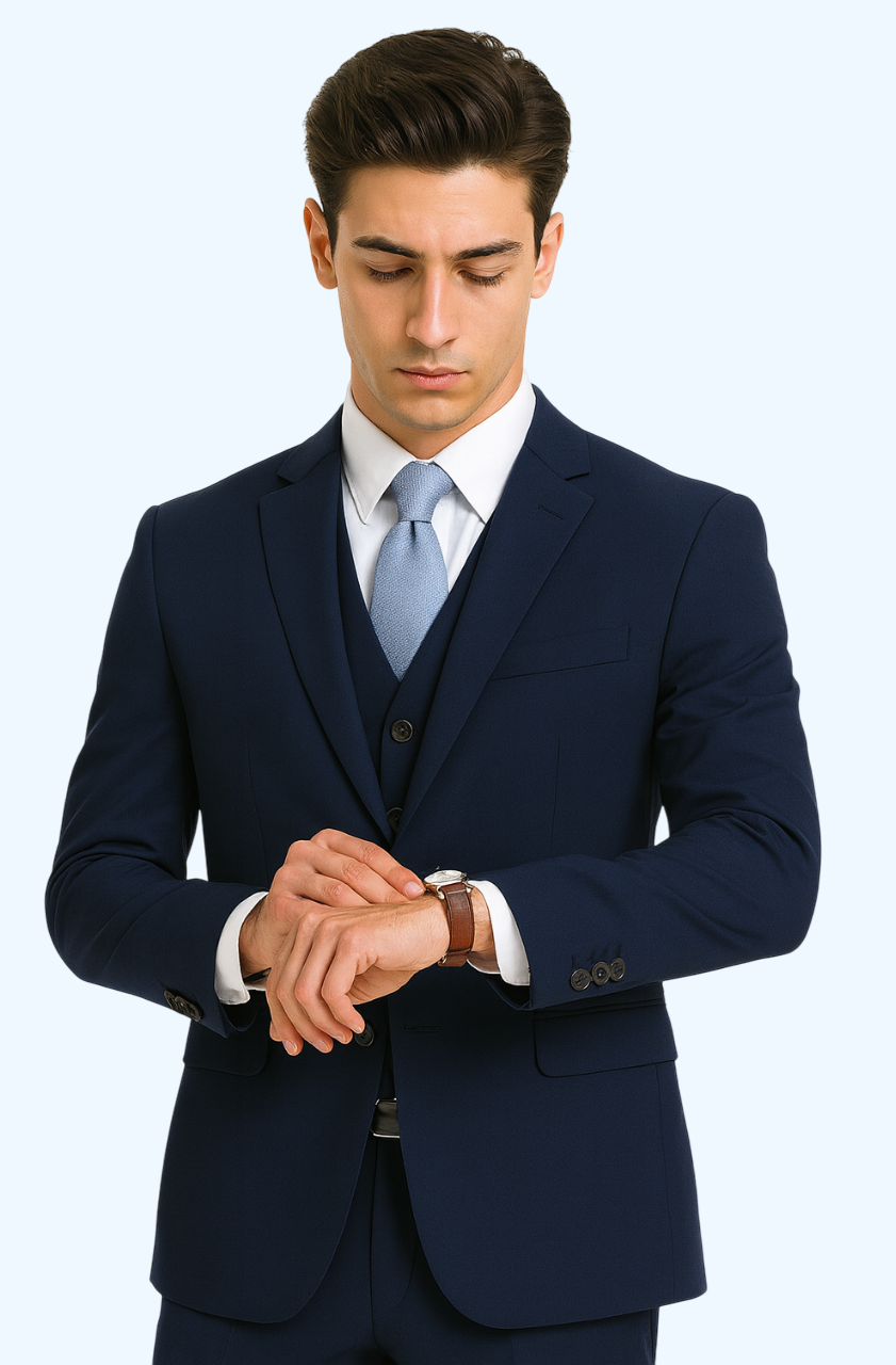Brand: Caravelli Collezione Suit - Caravelli Suit - Caravelli Italy Caravelli Men'S Cobalt Blue Slim Fit 2 Button Double Vent Suit - Image 5