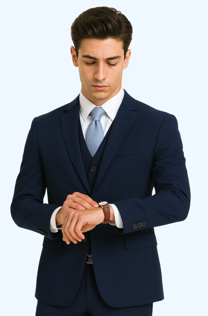 Brand: Caravelli Collezione Suit - Caravelli Suit - Caravelli Italy Caravelli Men'S Cobalt Blue Slim Fit 2 Button Double Vent Suit - Image 5