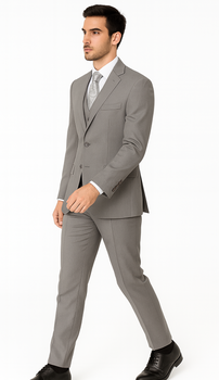 Brand: Caravelli Collezione Suit - Caravelli Suit - Caravelli italy Caravelli Men's Slim Fit 2 Button Light Grey Vested Suit - Image 5