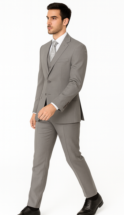 Brand: Caravelli Collezione Suit - Caravelli Suit - Caravelli italy Caravelli Men's Slim Fit 2 Button Light Grey Vested Suit