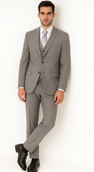 Brand: Caravelli Collezione Suit - Caravelli Suit - Caravelli italy Caravelli Men's Slim Fit 2 Button Light Grey Vested Suit - Image 6
