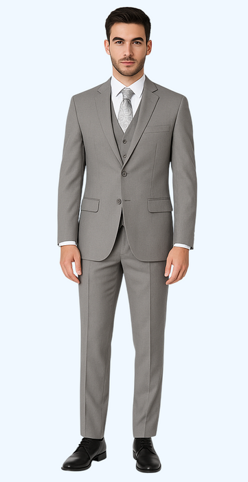 Brand: Caravelli Collezione Suit - Caravelli Suit - Caravelli italy Caravelli Men's Slim Fit 2 Button Light Grey Vested Suit