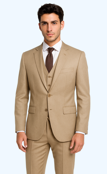 Brand: Caravelli Collezione Suit - Caravelli Suit - Caravelli italy Men's Beige Slim Fit Suit