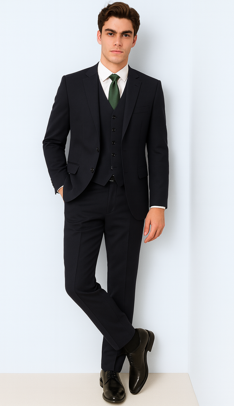 Brand: Caravelli Collezione Suit - Caravelli Suit - Caravelli italy Men's Dark Navy Slim Fit Vested Dress Suit Set - Image 3