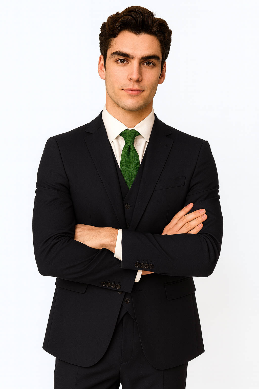 Brand: Caravelli Collezione Suit - Caravelli Suit - Caravelli italy Men's Dark Navy Slim Fit Vested Dress Suit Set - Image 5