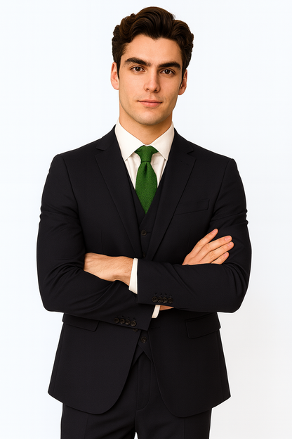 Brand: Caravelli Collezione Suit - Caravelli Suit - Caravelli italy Men's Dark Navy Slim Fit Vested Dress Suit Set - Image 5