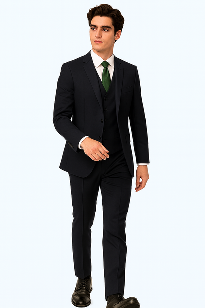 Brand: Caravelli Collezione Suit - Caravelli Suit - Caravelli italy Men's Dark Navy Slim Fit Vested Dress Suit Set - Image 6