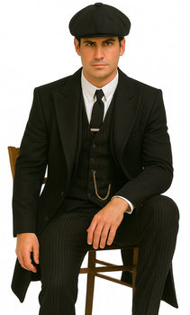 Brand New Quality 1920's English Style Peaky Blinders Style Vested Peaky Blinders Suits - Peaky Blinders Outfit + Overcoat + Hat (Peaky Blinder Custome) - Image 7