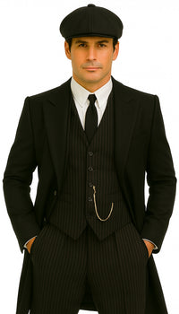 Brand New Quality 1920's English Style Peaky Blinders Style Vested Peaky Blinders Suits - Peaky Blinders Outfit + Overcoat + Hat (Peaky Blinder Custome) - Image 9