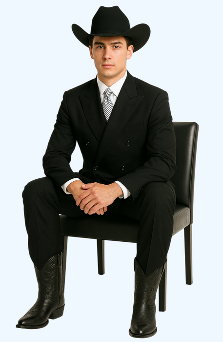 Brand New Solid Black Double Breasted Suits 100% Wool Fabric Super 150s Wide Suits Side Vent (pleated or Flat Front Pants)