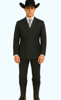 Brand New Solid Black Double Breasted Suits 100% Wool Fabric Super 150s Wide Suits Side Vent (pleated or Flat Front Pants) - Image 5